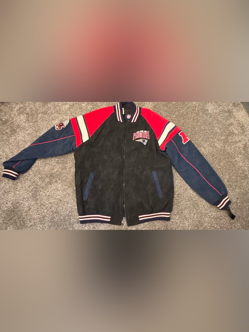 NFL Black, Red & Blue Patriots Varsity Bomber Jacket